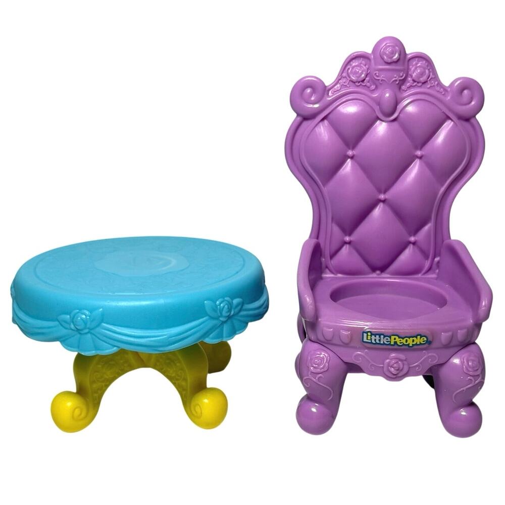 Fisher Price Little People Time for Tea w/Belle Replacement BLUE TABLE & CHAIR